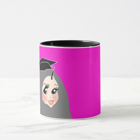 風刺画GRADUATEギフト女性ヒジャブムスリム マグカップ (中央)