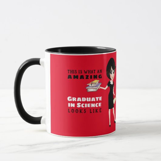 風刺画GRADUATEギフト女性ブルネット短 マグカップ (左)