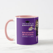 風刺画GRADUATEギフト女性ブルネット – カスタム マグカップ (左)