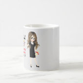 風刺画GRADUATEギフト女性ブルネット – 学位 コーヒーマグカップ (中央)