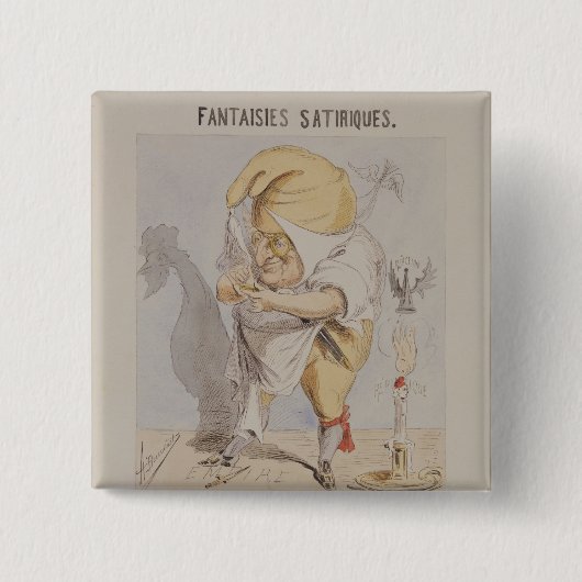 風刺的な想像、アドルフの風刺漫画 缶バッジ (正面)