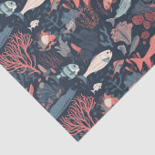 風刺魚と海生活の繰り返しパターン 薄葉紙 (詳細)