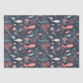 風刺魚と海生活の繰り返しパターン 薄葉紙 (正面)