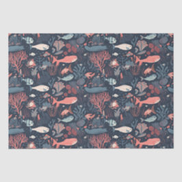 風刺魚と海生活の繰り返しパターン 薄葉紙