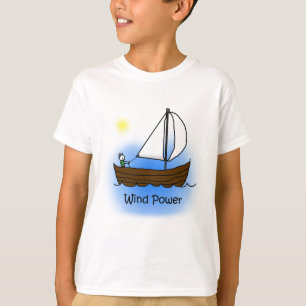 風力のヨット-子供のワイシャツ Tシャツ