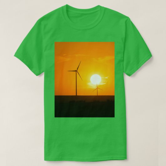 風力タービンのシルエット Tシャツ (デザイン正面)