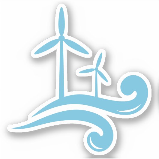 風力タービンの再生可能エネルギーブルーまたは任意の色 シール (正面)