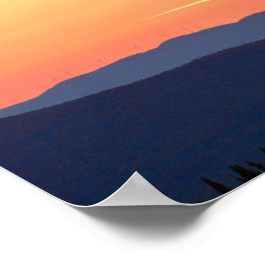 風力タービンを使用したバーモントの夕日 ポスター (角)