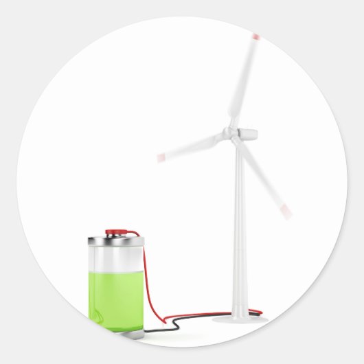 風力タービンを用いた充電電池 ラウンドシール (正面)