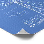 風力タービン1944特許技術青写真 ポスター (角)