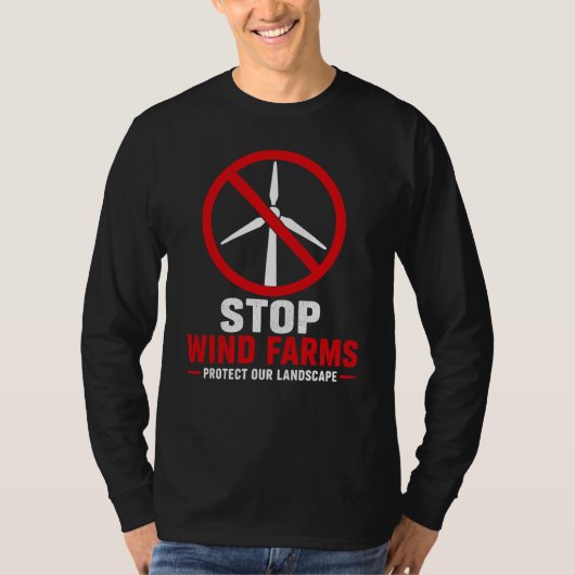 風力発電所の建設中止 私たちの風景を守ろう Tシャツ (正面)