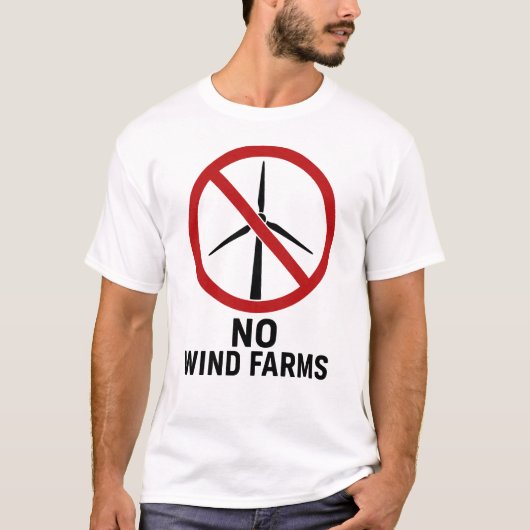 風力発電所反対!風力タービン反対! Tシャツ (正面)