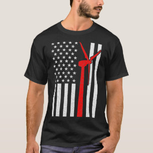 風力発電技術者米国旗 Tシャツ
