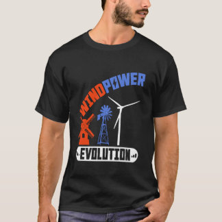 風力発電 WINDPOWER EVOLUTION 面白い 風力 エネルギー Tシャツ