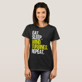 風力食べ睡眠風車の技術者 Tシャツ (正面フル)