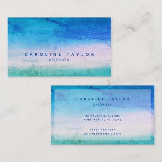 風化させたグラデーションなオーシャンブルー及び緑のプロフェッショナル 名刺 (正面/裏面)