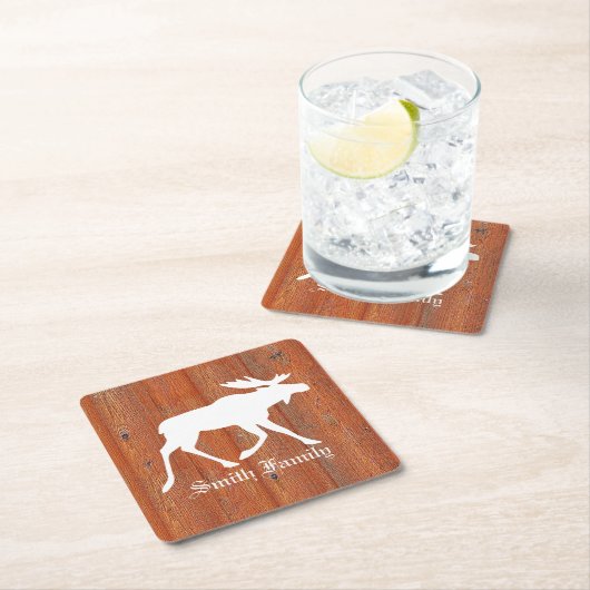 風化させたマツのアメリカヘラジカ スクエアペーパーコースター (インサイチュ)