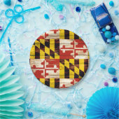 風化させたメリーランドの木製の旗の紙皿 ペーパープレート (パーティー)