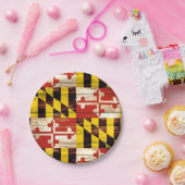 風化させたメリーランドの木製の旗の紙皿 ペーパープレート (パーティー)