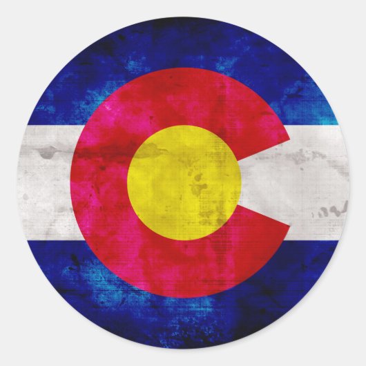 風化させたヴィンテージのコロラド州の州の旗 ラウンドシール (正面)