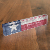 風化させたヴィンテージのテキサス州の州の旗 デスクネームプレート (側面)