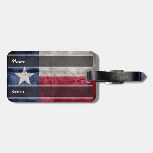 風化させたヴィンテージのテキサス州の州の旗 ラゲッジタグ (裏面横)