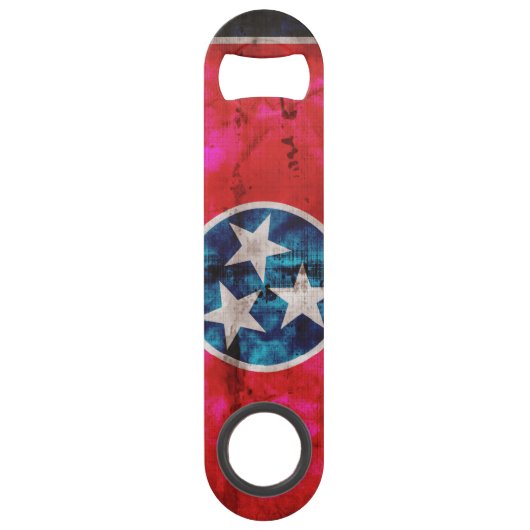 風化させたヴィンテージのテネシー州の州の旗 スピード栓抜き (正面)