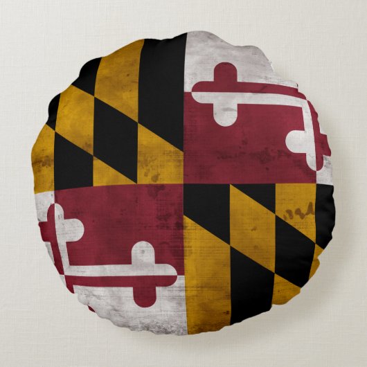 風化させたヴィンテージのメリーランドの州の旗 ラウンドクッション (裏面)