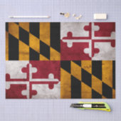 風化させたヴィンテージのメリーランドの州の旗 薄葉紙 (クラフト)