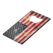 風化させたヴィンテージの米国旗 クレジットカード栓抜き (裏面アングル)