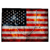 風化させたヴィンテージの米国旗 ラージペーパーバッグ (裏面)