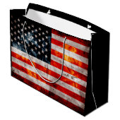 風化させたヴィンテージの米国旗 ラージペーパーバッグ (裏面アングル)