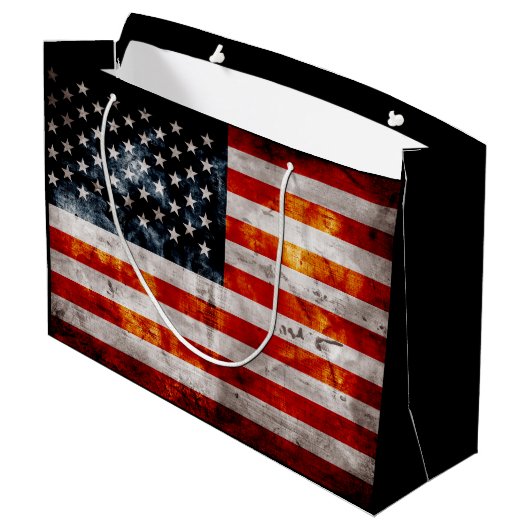 風化させたヴィンテージの米国旗 ラージペーパーバッグ (裏面アングル)