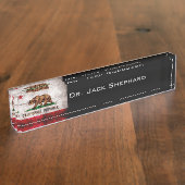 風化させたヴィンテージカリフォルニア州の旗 デスクネームプレート (側面)