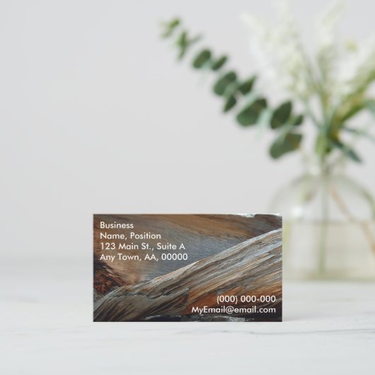 風化させた木製の名刺 名刺 (スタンド正面)