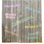 風化されたフェンスカスタムのグラフィティ名 シャワーカーテン (正面)