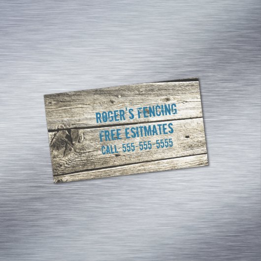 風化された木製フェンスのピケと爪、 ネイル&ノット マグネット名刺 (インサイチュ)