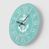 風化された白いいかりのパーソナライズ ラージ壁時計 (傾斜)