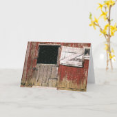 風化された納屋のドア空白のグリーティングカード カード (黄色い花)