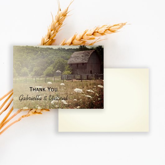 風化された納屋の国の結婚式ありがとう 招待状