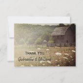 風化された納屋の国の結婚式ありがとう 招待状 (正面)