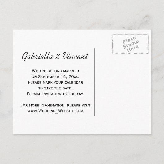 風化された納屋の国の結婚式の日付保存 案内ポストカード (裏面)
