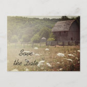 風化された納屋の国の結婚式の日付保存 案内ポストカード (正面)