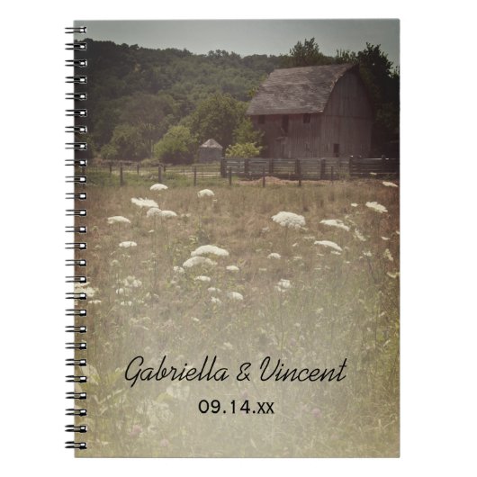 風化された納屋の田舎の結婚式 ノートブック (正面)