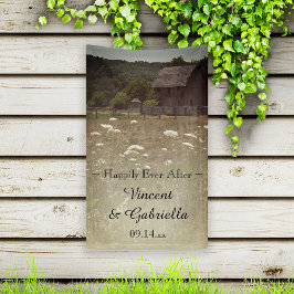 風化された納屋の田舎の結婚式 横断幕