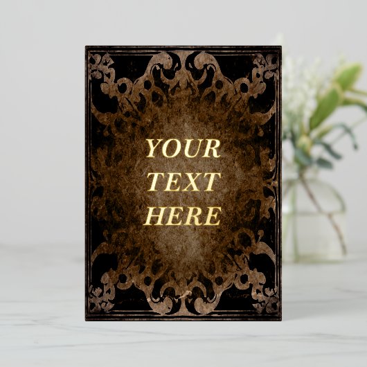 風化したグランジ羊皮紙のテクスチ空白のャ 箔招待状 (立ち正面)