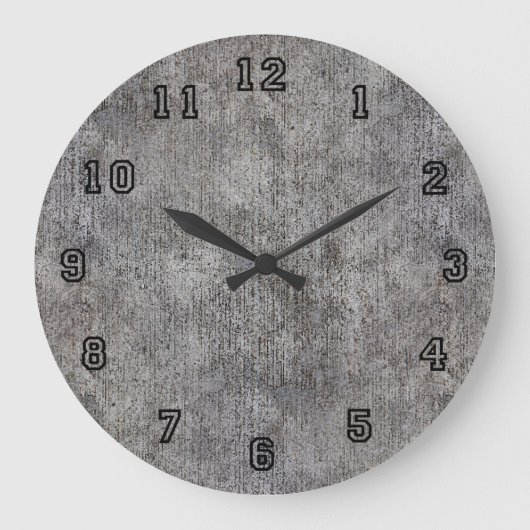 風化したグレーセメント歩道 ラージ壁時計 (正面)