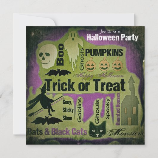 風化したハロウィンパーティー招待状 招待状 (正面)