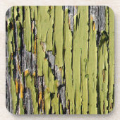 風化したバ絵を描ーンウッドで緑を剥離 コースター (正面)