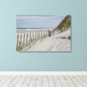 風化したフェンスとビーチの砂丘 キャンバスプリント (インサイチュ (ウッドフロア))